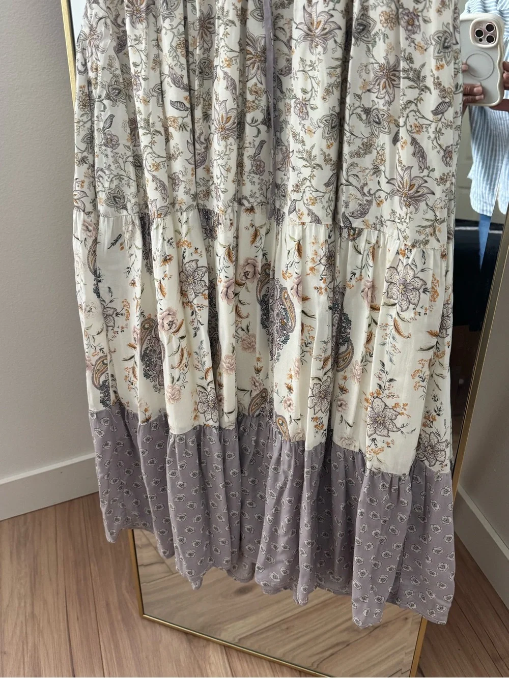 Anthropologie Lavender and Cream Floral Tiered Maxi Dress - Picture 3 of 5